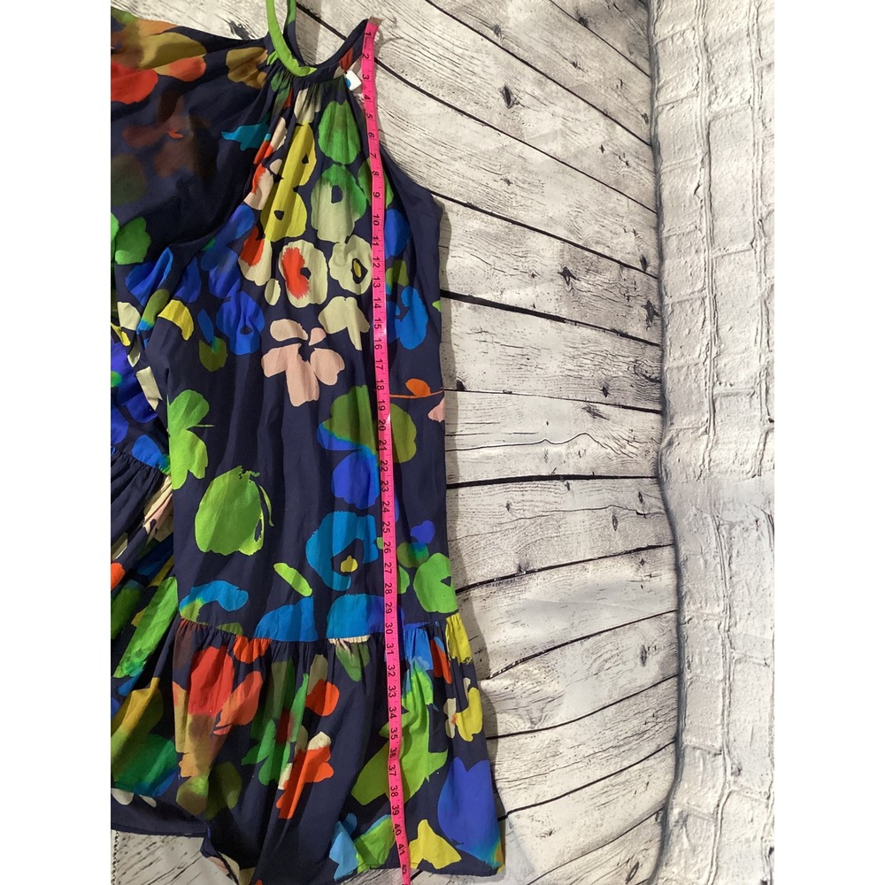 Whit Two Anthropologie Floral Halter Tiered Midi Dress Navy Blue Multi XSP - Picture 4 of 5